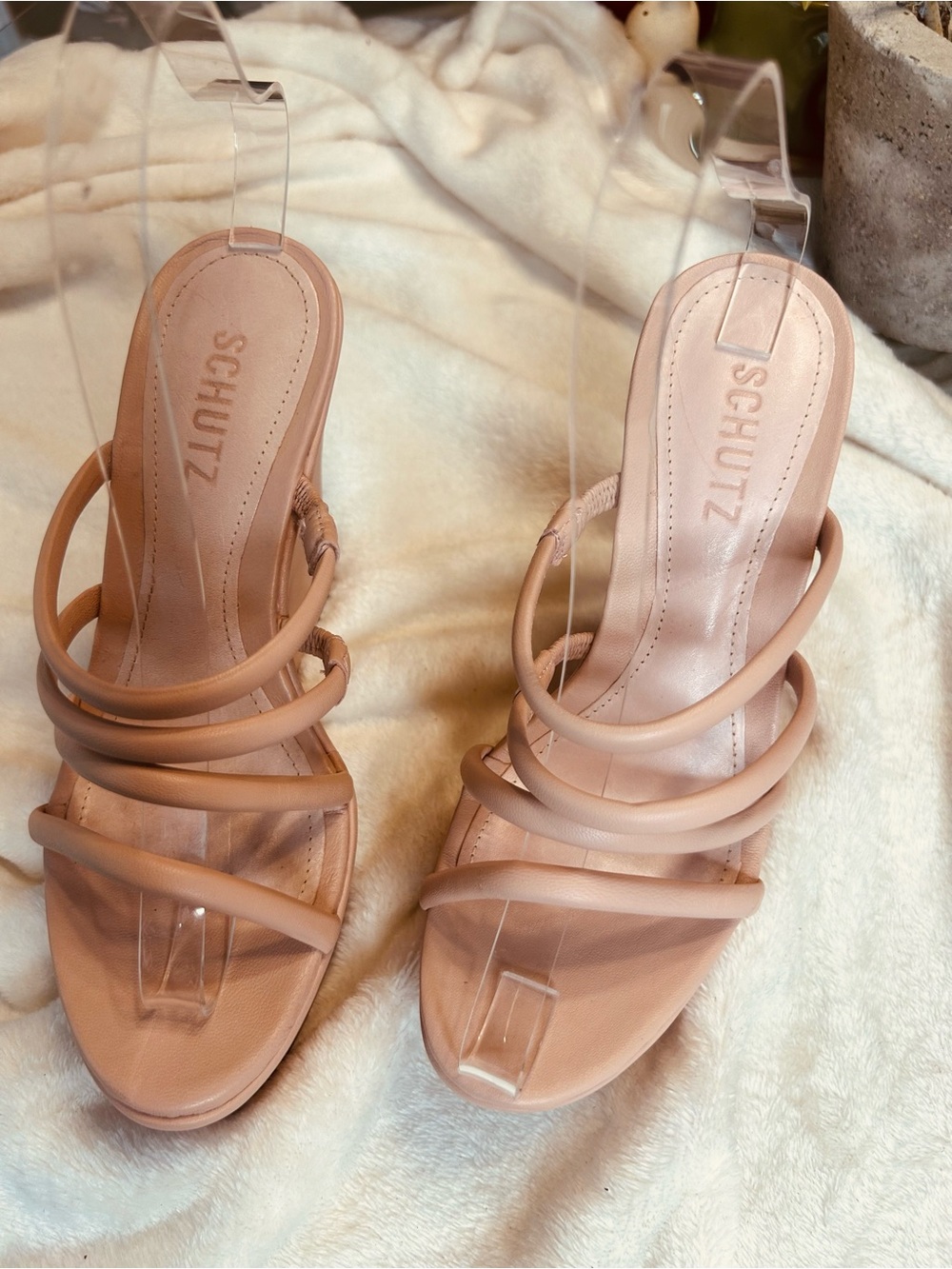 SCHUTZ Blush Nude Strappy Heeled Sandals